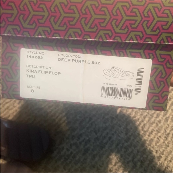 NWB Tory Burch Kira Thin Flip Flops, Size 8 Color Deep Purple 502 - Picture 7 of 11